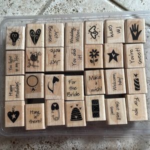 Stampin' Up Rubber Stamps Mini Mates 2002 Set Of 28 Phrases Sentiments Sayings